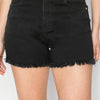 RISEN Full Size High Waist Raw Hem Denim Shorts - Solid Black