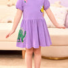 Children's Dinosaur Short Sleeve Dress - Lavender