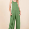 Culture Code Full Size Sleeveless Wide Leg Jumpsuit with Pockets - Green Marble