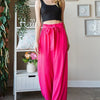 Heimish Full Size Front Tie Pants with Paperbag Waistband Plus Size - Watermelon