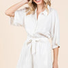 Mittoshop Tie Waist Half Sleeve Romper - White