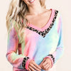 BiBi Tie Dye Terry V-Neck Top - PASTEL TIE DYE