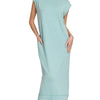 Zenana French Terry Sleeveless Round Neck Midi Dress - DUSTY TEAL