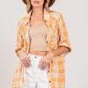 SAGE + FIG Plaid Button Up Side Slit Shirt - APRICOT