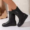 Round Toe Side Zip Boots - Black