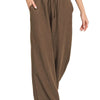 Zenana Woven Crepe Elastic Band Pants - BROWN