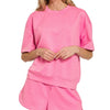 Zenana Scuba Short Sleeve Top & Shorts Set - CANDY PINK