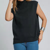 Umgee High-Low Turtleneck Sleeveless Sweater Top - Black