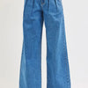 RISEN Full Size Mid Rise Fit Wide Leg with Pleated Detail Jeans Plus Size - MEDIUM
