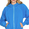 Zenana Fleece Pigment Dye Zip Up Hoodie with Pockets - OCEAN BLUE