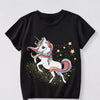 Children's Unicorn Graphic Short Sleeve T-Shirt - Black