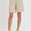 RISEN High Rise Pleated Front Shorts - Taupe