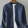 Men's Full Size Button Up Long Sleeve Shirt Plus Size - Navy Blue