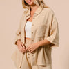 BiBi Crinkle Gauze Shirt and Short Set - OATMEAL