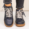 Round Toe Platform Boots - Dark Blue