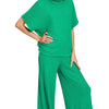 Zenana Sweater Mock Neck Top & Long Pants Set - K GREEN