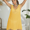 Tassel Scoop Neck Wide Strap Cover-Up - Gold