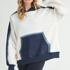 Aemi + Co Color Block Kangaroo Pocketed Hoodie - Dark Navy