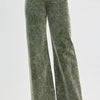 RISEN Full Size High Rise Wide Leg Corduroy Jeans Plus Size - FOREST