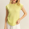 HYFVE Textured Round Neck Cap Sleeve Knit Top - Neon Yellow