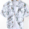 Men's Printed Button Up Short Sleeve Shirt - White