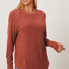 Basic Bae Full Size Ribbed Thumbhole Sleeve T-Shirt - Rust
