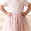Children's Polka Dot Round Neck Dress - Blush Pink