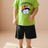 Children's Monkey Short Sleeve Top and Shorts Set - Lime