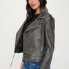 Coalition LA Zip Up Biker Jacket with Belt - Black