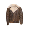 Carters Distressed Biker Bomber Shearling Jacket with Notch Lapels - -