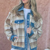 And The Why Full Size Washed Denim Detail Brushed Plaid Jacket - Multi