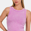 Zenana Ribbed Round Neck Cropped Tank - MAUVE