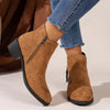 Point Toe Block Heels Boots - Caramel