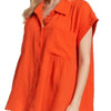 ADORA Button Down Solid Shirt W Pockets - ORANGE