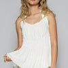 POL Backless Halter Sleeveless Top with Smocking Shirring Detail - OFF WHITE