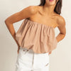 HYFVE Trendy Strapless Bubble Top - DARK TAUPE