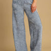 Umgee Elastic Waist Wide Leg Pants - Light Blue