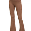 Zenana Brushed Dty Microfiber Flare Pants - BROWN