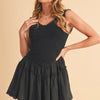 Aemi+Co Frill Sleeveless Drop Waist Mini Dress - BLACK