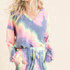 BiBi Tie Dye French Terry Top With Balloon Sleeves - CHARCOAL TIEDYE