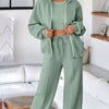 Drop Shoulder Zip Up Jacket and Drawstring Pants Active 2pcs Set - Sage