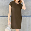 Basic Bae Full Size Round Neck Short Sleeve Dress with Pockets - Mocha