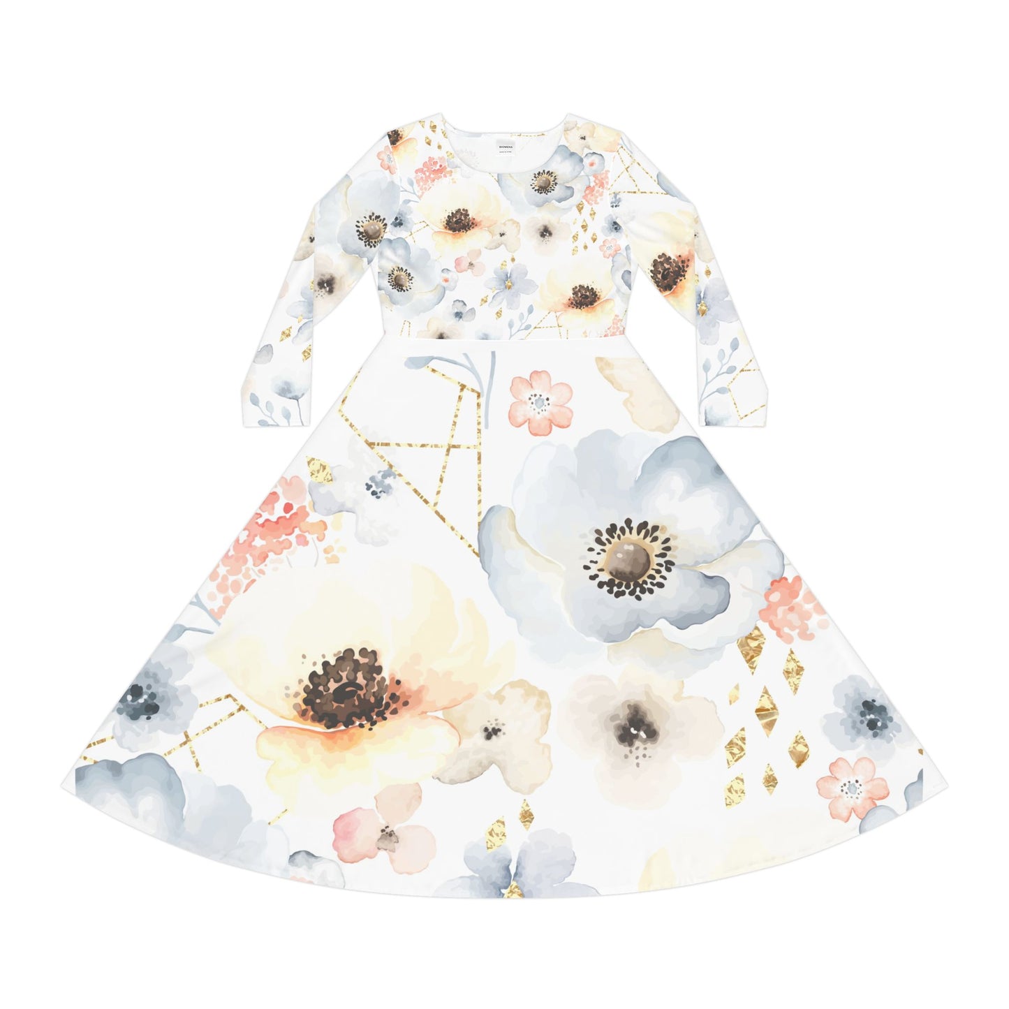 Floral Long Sleeve Dance Dress for Women, Perfect for Parties, Recitals, Spring Celebrations, Evening Outings, Dance Classes