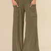 BiBi 2tone Cord Rib Waist Band Side Pocket Pants - OLIVE