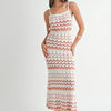 MABLE Lightweight Pointelle Chevron Knit Maxi Dress - Salmon