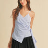 Aemi + Co Side Knotted Surplice Striped Cami - White/Sky