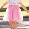 Children's Floral Print Tulle Dress - Pink