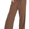 Zenana Linen Drawstring Pants - BROWN
