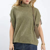 Umgee Textured Mock Neck Relaxed Top - LT. OLIVE