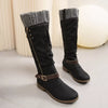 Knee High Slouch Boots with Knit Cuff - Black